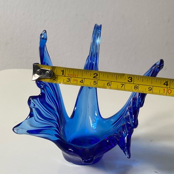 Vintage Cobalt Blue Hand Blown Art Glass Murano Style Swan Sculpture - Picture 7 of 16